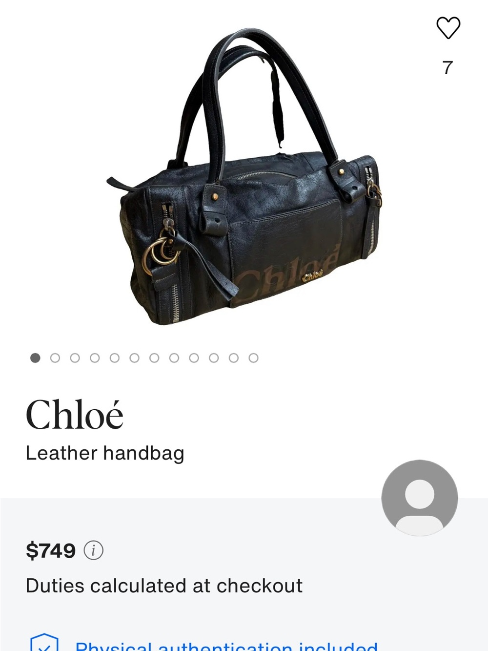 Chloe Eclipse Boston Black Leather Shoulder Bag with Brown Logo Accent - Picture 13 of 16